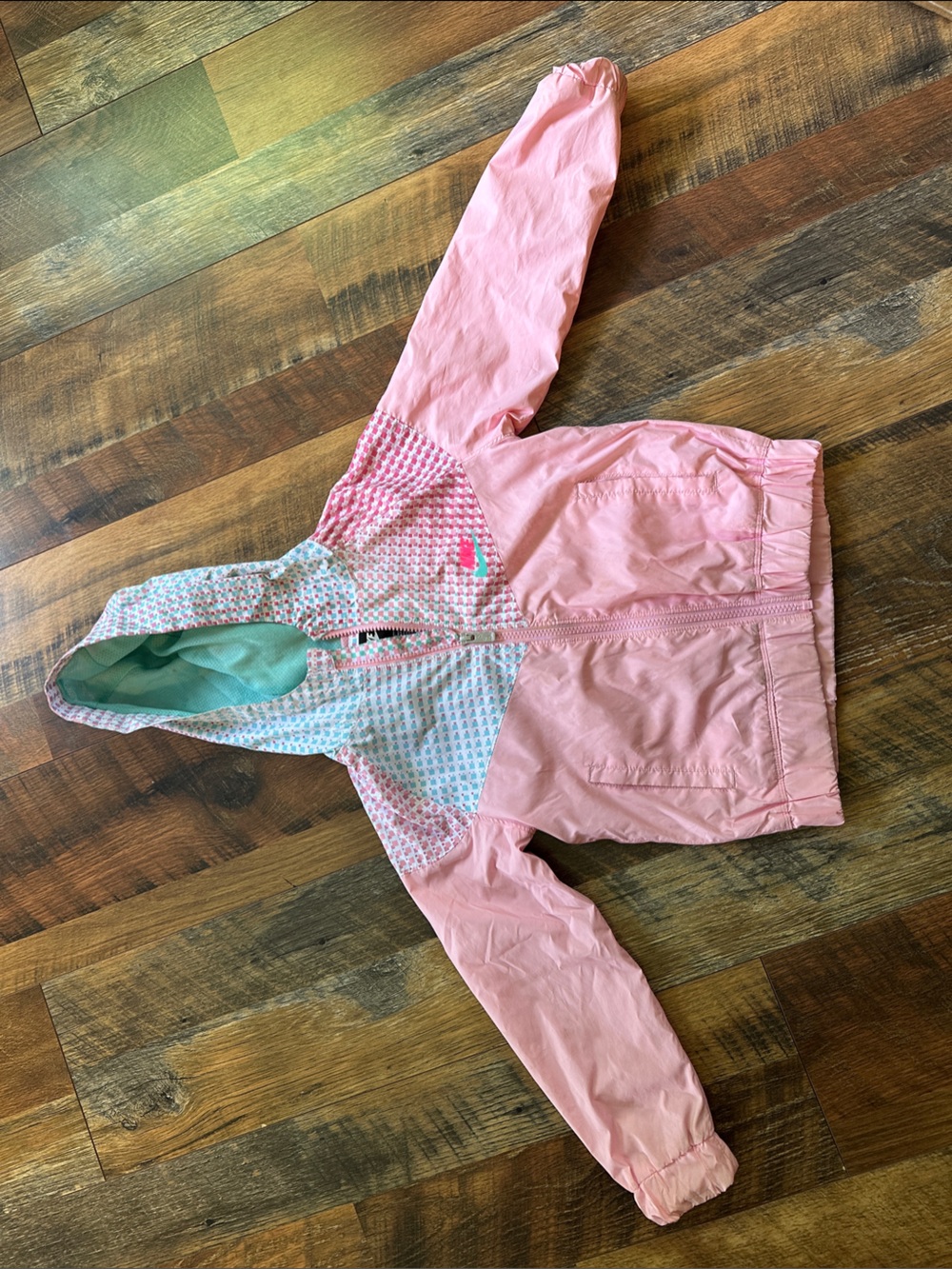 Nike Pink and Mint Logo Windbreaker Panel
